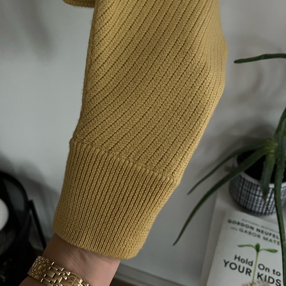 Aritzia Wilfred Free Lolan 100% Merino Wool Cairo Gold Cozy Casual Sweater XXS - Picture 14 of 14
